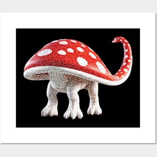 Red and White Mushroom Hat Brontosaurus A Simple Delight Posters and Art